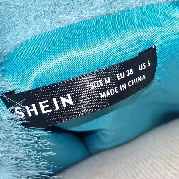 SHEIN /Light Aqua Blue Teddy Jacket- W Sz Medium - Picture 5 of 6